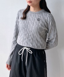 AS KNOW AS plus | ◇ワンポイントロゴ刺繍 ケーブルもちもちニットプルオーバー(ニット/セーター)