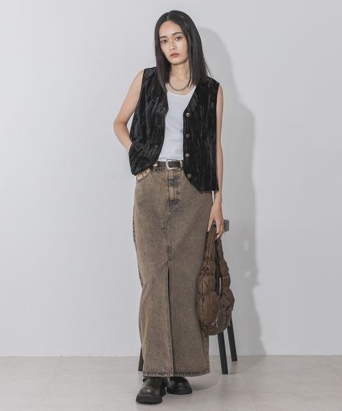 JEANASIS（ジーナシス）の「アソートマテリアルレトロジレ/146874（ベスト・レディース・ブラック系その他/ブラウン/ブラック・FREE）」の10枚目の写真