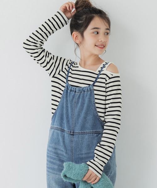 coca（coca）（コカ）の「キッズ アシメオープンショルダートップス（Tシャツ/カットソー・キッズ・ライトブルー/ブラック/その他1・120/150/140/130）」の3枚目の写真