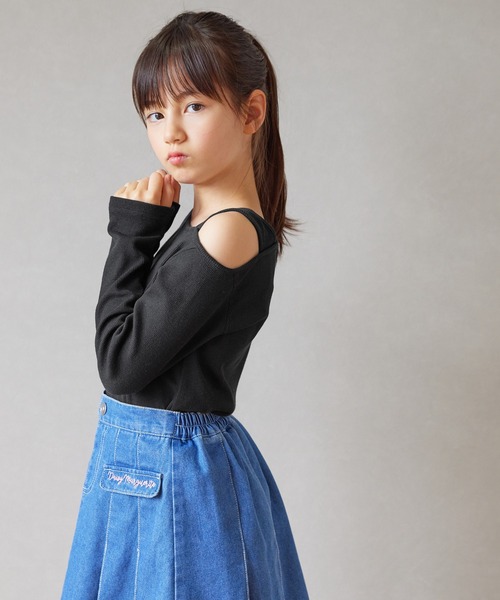 coca（coca）（コカ）の「キッズ アシメオープンショルダートップス（Tシャツ/カットソー・キッズ・ライトブルー/ブラック/その他1・120/150/140/130）」の5枚目の写真