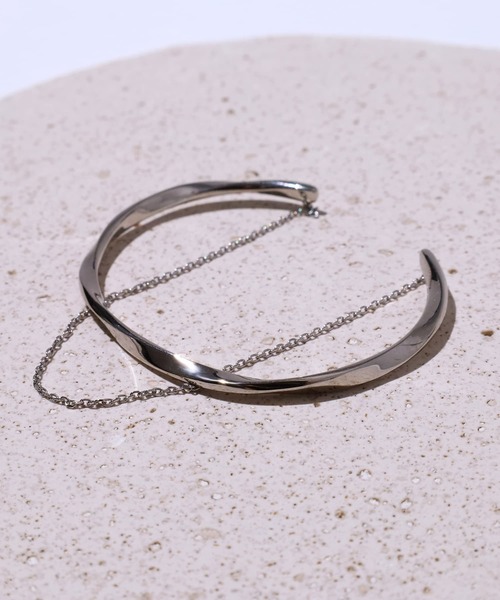 LHME “Moment”2連バングル/ツイスト×チェーン/サージカルステンレス316L（金属アレルギー対応）（バングル/リストバンド）｜LHME（エルエイチエムイー）