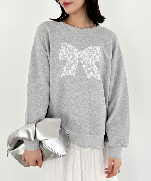 Heather（ヘザー）の「リボンレース裏毛スウェット 150141（スウェット