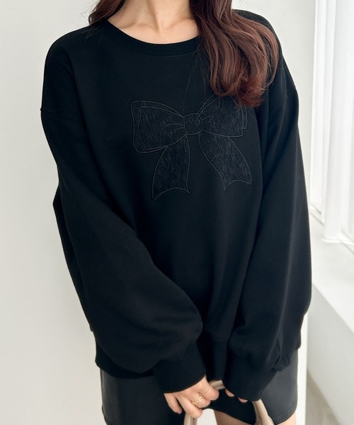 Heather（ヘザー）の「リボンレース裏毛スウェット 150141（スウェット