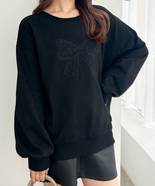 セール】リボンレース裏毛スウェット 150141（スウェット）｜Heather