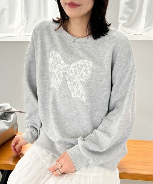 セール】リボンレース裏毛スウェット 150141（スウェット）｜Heather