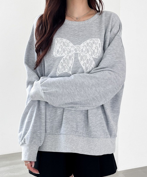 セール】リボンレース裏毛スウェット 150141（スウェット）｜Heather