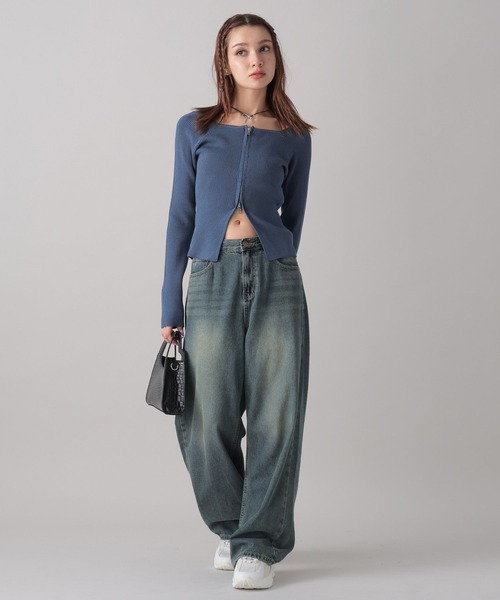 FOREVER 21(フォーエバー トゥエンティーワン)の「【2024FW】ダブルジップニットカーディガン(カーディガン/ボレロ・レディース・ネイビー/ナチュラル/ブラック/レッド・FREE)」の22枚目の写真