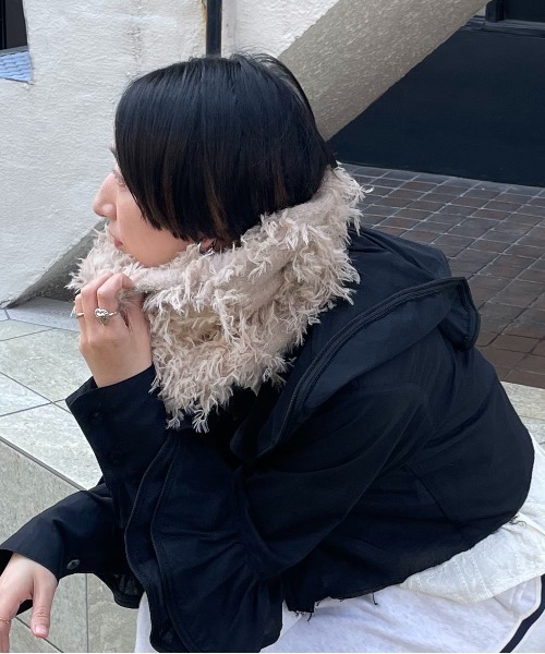 CONTROL FREAK（コントロールフリーク）の「CONTROL FREAK(コントロールフリーク)ヘアリーフリンジスヌード（マフラー・レディース・ブルー/ベージュ/チャコール・FREE）」の2枚目の写真