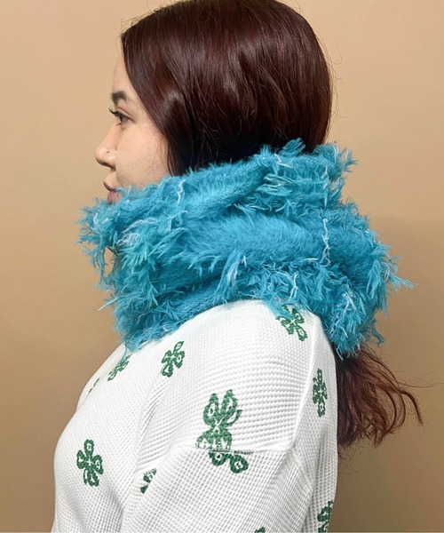 CONTROL FREAK（コントロールフリーク）の「CONTROL FREAK(コントロールフリーク)ヘアリーフリンジスヌード（マフラー・レディース・ブルー/ベージュ/チャコール・FREE）」の3枚目の写真