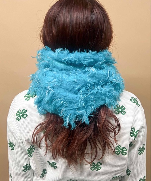 CONTROL FREAK（コントロールフリーク）の「CONTROL FREAK(コントロールフリーク)ヘアリーフリンジスヌード（マフラー・レディース・ブルー/ベージュ/チャコール・FREE）」の9枚目の写真