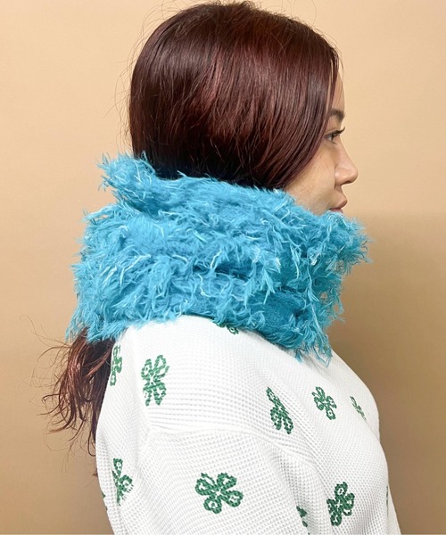 CONTROL FREAK（コントロールフリーク）の「CONTROL FREAK(コントロールフリーク)ヘアリーフリンジスヌード（マフラー・レディース・ブルー/ベージュ/チャコール・FREE）」の10枚目の写真