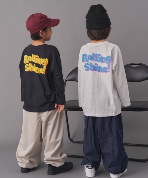 Auntie Rosa(アンティローザ)の「ROLLING SHINE プリントロンTEE(Tシャツ/カットソー・キッズ・ミント/オフホワイト/ブラック・130/140/150/160)」の9枚目の写真