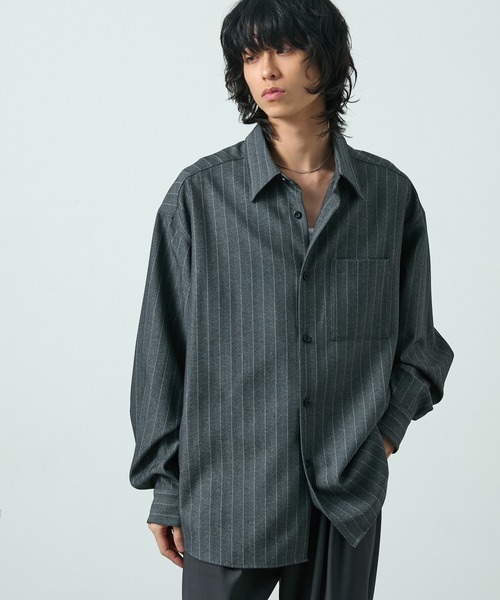 CIYOT（シヨウト）の「【CIYOT】ラスターレスウールライクオーバーサイズシャツ（シャツ/ブラウス・メンズ・ベージュ系/ホワイト/ダークグレー/ダークブラウン系/グレー系/チャコールグレー/グレー/サックスブルー/ワイン/グレイッシュブルー・M/L）」の18枚目の写真