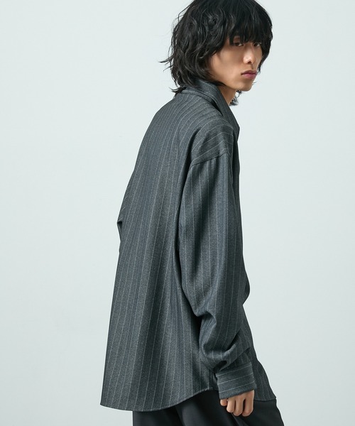 CIYOT（シヨウト）の「【CIYOT】ラスターレスウールライクオーバーサイズシャツ（シャツ/ブラウス・メンズ・ベージュ系/ホワイト/ダークグレー/ダークブラウン系/グレー系/チャコールグレー/グレー/サックスブルー/ワイン/グレイッシュブルー・M/L）」の19枚目の写真