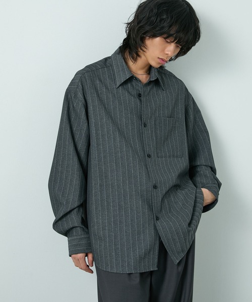 CIYOT（シヨウト）の「【CIYOT】ラスターレスウールライクオーバーサイズシャツ（シャツ/ブラウス・メンズ・ベージュ系/ホワイト/ダークグレー/ダークブラウン系/グレー系/チャコールグレー/グレー/サックスブルー/ワイン/グレイッシュブルー・M/L）」の22枚目の写真