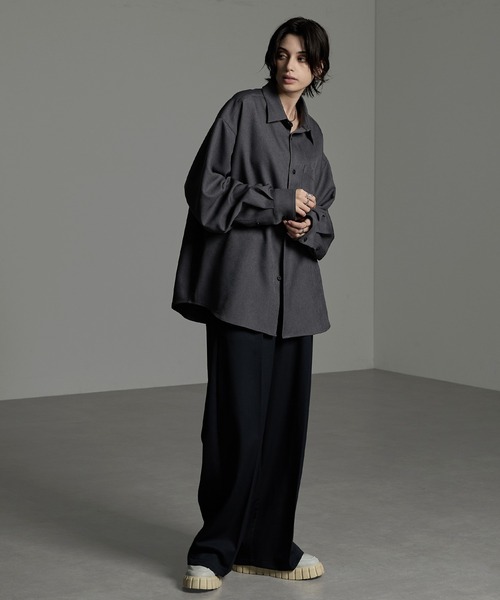 CIYOT（シヨウト）の「【CIYOT-シヨウト-】ラスターレスウールライクオーバーサイズシャツ（シャツ/ブラウス・メンズ・ベージュ系/ホワイト/ダークグレー/ダークブラウン系/グレー系/チャコールグレー/グレー/サックスブルー/ワイン/グレイッシュブルー・M/L）」の16枚目の写真