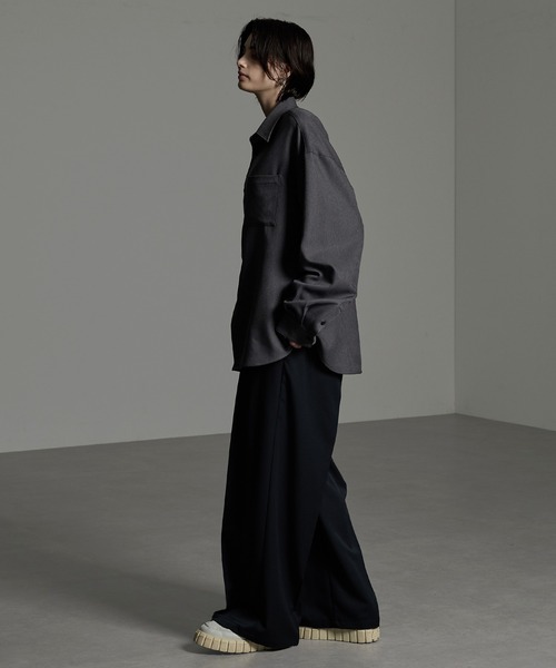 CIYOT（シヨウト）の「【CIYOT-シヨウト-】ラスターレスウールライクオーバーサイズシャツ（シャツ/ブラウス・メンズ・ベージュ系/ホワイト/ダークグレー/ダークブラウン系/グレー系/チャコールグレー/グレー/サックスブルー/ワイン/グレイッシュブルー・M/L）」の15枚目の写真