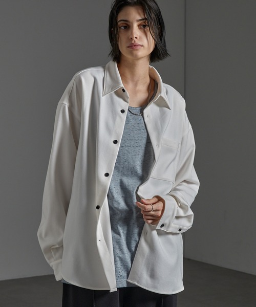 CIYOT-シヨウト-】ラスターレスウールライクオーバーサイズシャツ MONO
