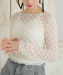 DearMyLoveRose | フラワーレースシアートップス(Tシャツ/カットソー)