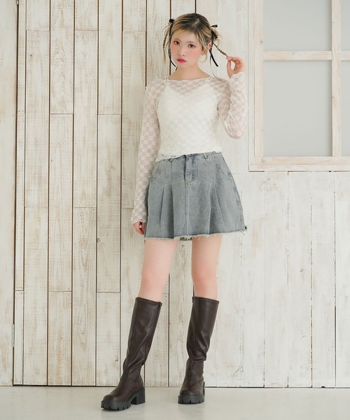 DearMyLoveRose(ディアマイラブローズ)の「フラワーレースシアートップス(Tシャツ/カットソー・レディース・ホワイト/ブラック・FREE)」の5枚目の写真