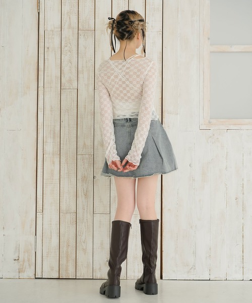 DearMyLoveRose(ディアマイラブローズ)の「フラワーレースシアートップス(Tシャツ/カットソー・レディース・ホワイト/ブラック・FREE)」の8枚目の写真