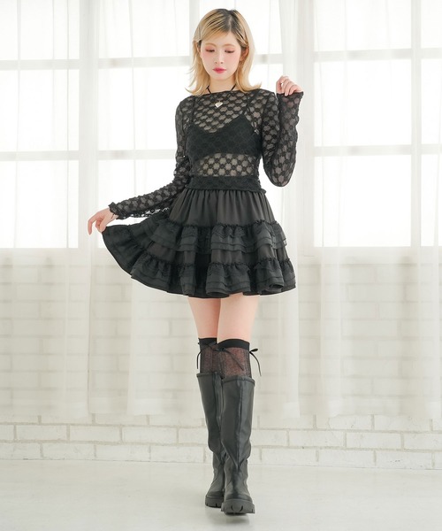 DearMyLoveRose(ディアマイラブローズ)の「フラワーレースシアートップス(Tシャツ/カットソー・レディース・ホワイト/ブラック・FREE)」の11枚目の写真