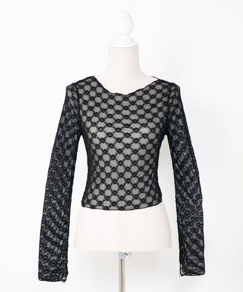 DearMyLoveRose(ディアマイラブローズ)の「フラワーレースシアートップス(Tシャツ/カットソー・レディース・ホワイト/ブラック・FREE)」の21枚目の写真