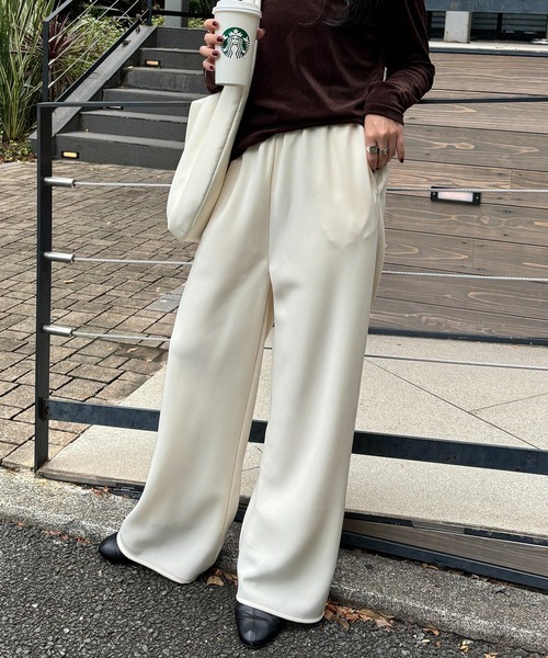 CE'E_SE'E(シーシー)の「ジャージーストレートパンツ(その他パンツ・レディース・ブラック/ホワイト・FREE)」の1枚目の写真