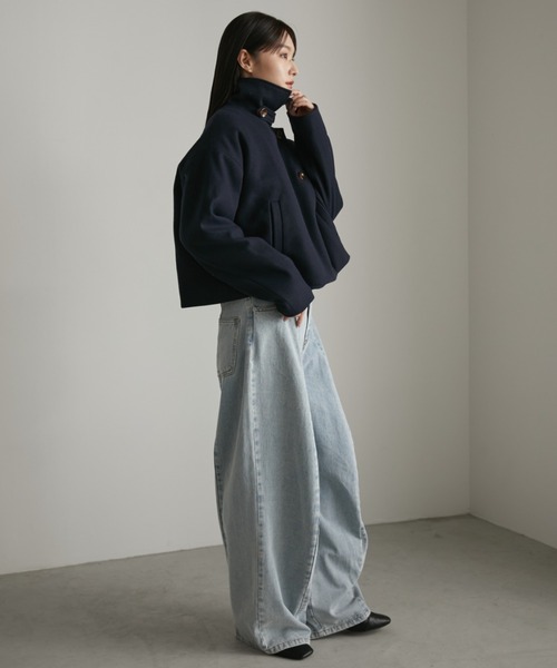 Aunt Marie's（アントマリーズ）の「スタンドカラー3WAYクロップドジャケット（その他アウター・レディース・ネイビー/ブラック/グレイッシュベージュ・FREE）」の3枚目の写真