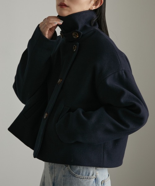 ✳︎45R 3wayコットンシャツジャケット　カシュクール　スタンドカラー ✳︎45R 3wayコットンシャツジャケット カシュクール スタンドカラー