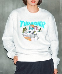 THRASHER（スラッシャー）の「BABES CREW SWEAT/スラッシャー裏起毛リラックスサイジングバイカーガールプリントクルーネックスウェットトレーナー（スウェット）」