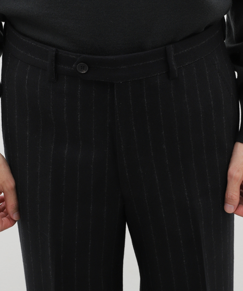 [新品] HUSBANDS(ハズバンズ) スラックス HUSBANDS（ハズバンズ）ウールフランネルチョークストライプ