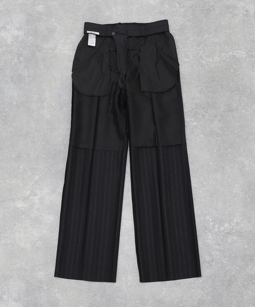 [新品] HUSBANDS(ハズバンズ) スラックス HUSBANDS（ハズバンズ）ウールフランネルチョークストライプ