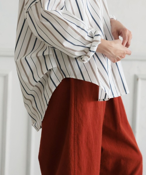 soulberry（ソウルベリー）の「秋風とストライプシャツ（シャツ/ブラウス・レディース・オフホワイト・L/M/5L/4L/3L/LL）」の7枚目の写真
