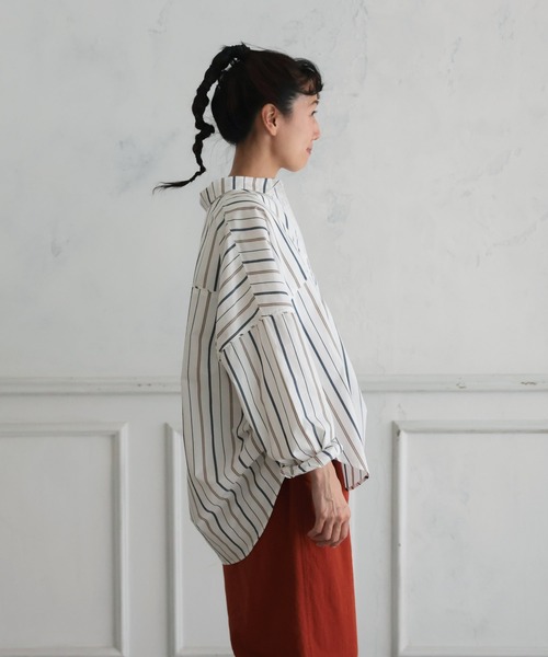 soulberry（ソウルベリー）の「秋風とストライプシャツ（シャツ/ブラウス・レディース・オフホワイト・L/M/5L/4L/3L/LL）」の11枚目の写真