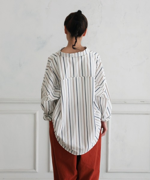 soulberry（ソウルベリー）の「秋風とストライプシャツ（シャツ/ブラウス・レディース・オフホワイト・L/M/5L/4L/3L/LL）」の12枚目の写真