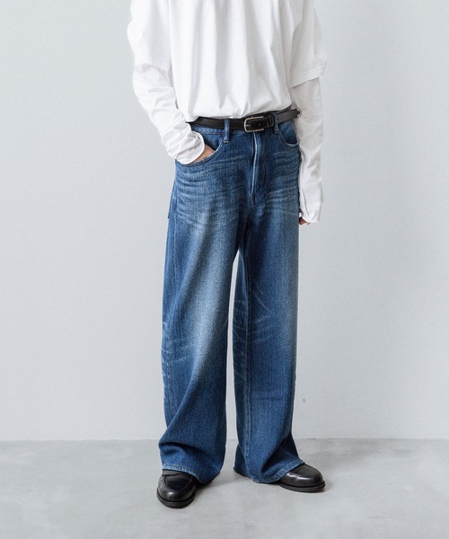 セール】サテンデニム バギートラウザーズ / SATIN DENIM BAGGY