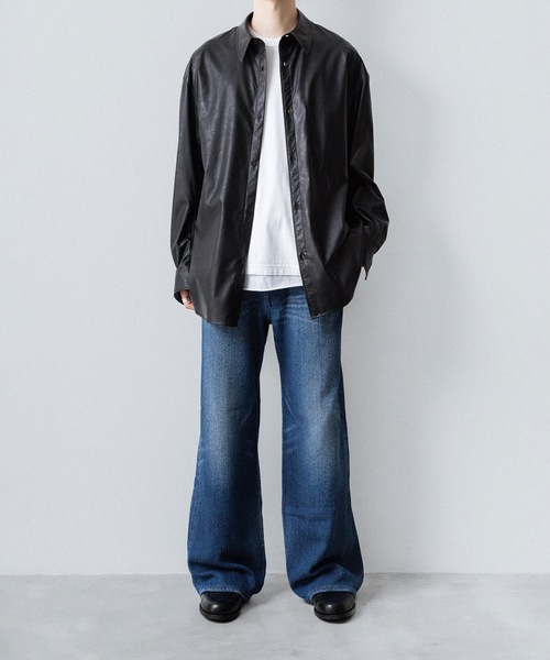 VEIN (ヴェイン)の「サテンデニム バギートラウザーズ / SATIN DENIM BAGGY TROUSERS(デニムパンツ・メンズ・ネイビー/ブラック・2/3/1)」の3枚目の写真
