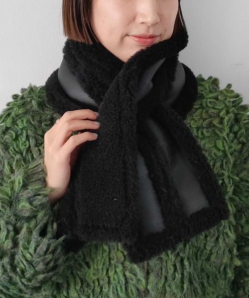 CONTROL FREAK（コントロールフリーク）の「CONTROL FREAK(コントロールフリーク)ムートン風リバーシブルティペット（マフラー・レディース・ブラック/ダークブラウン/ベージュ・FREE）」の2枚目の写真