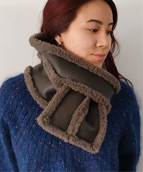 CONTROL FREAK（コントロールフリーク）の「CONTROL FREAK(コントロールフリーク)ムートン風リバーシブルティペット（マフラー・レディース・ブラック/ダークブラウン/ベージュ・FREE）」の5枚目の写真
