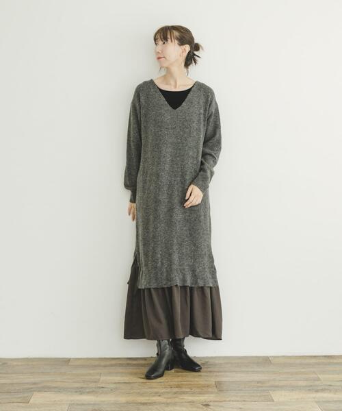 ITEMS URBANRESEARCH(アイテムズ アーバンリサーチ)の「ニットベストセットワンピース(ワンピース・レディース・グレー/ライトブラウン・FREE)」の7枚目の写真