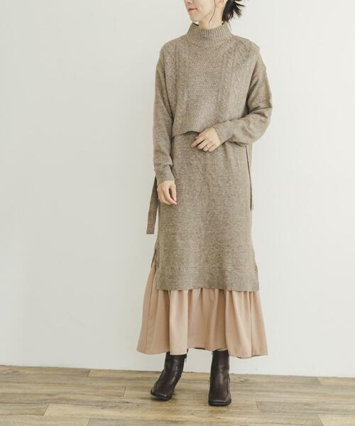 ITEMS URBANRESEARCH(アイテムズ アーバンリサーチ)の「ニットベストセットワンピース(ワンピース・レディース・グレー/ライトブラウン・FREE)」の12枚目の写真