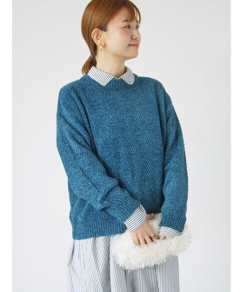 Lugnoncure（ルノンキュール）の「ラメ混モール鹿の子編みニット（ニット/セーター・レディース・イエロー/オフホワイト/ブルー/グレー/ホワイト・F）」の5枚目の写真