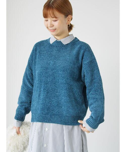 Lugnoncure（ルノンキュール）の「ラメ混モール鹿の子編みニット（ニット/セーター・レディース・イエロー/オフホワイト/ブルー/グレー/ホワイト・F）」の7枚目の写真