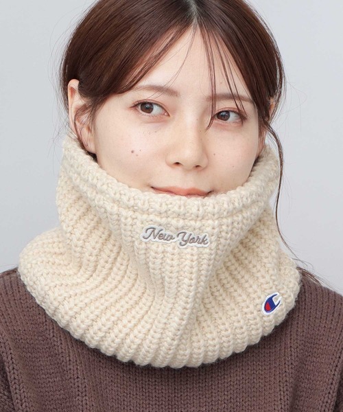 Champion(チャンピオン)の「太あぜ編ニット ネックウォーマー(ネックウォーマー/スヌード・メンズ・ブラック/アイボリー・FREE)」の2枚目の写真