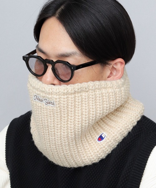 Champion(チャンピオン)の「太あぜ編ニット ネックウォーマー(ネックウォーマー/スヌード・メンズ・ブラック/アイボリー・FREE)」の7枚目の写真