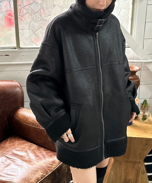 apres jour mignon(アプレジュールミニョン)の「裏ボアフェイクスエードブルゾン【ZOZOTOWN限定アイテム】(ブルゾン・レディース・モカ/ブラウン系その他/ブラック・フリー/X-LARGE)」の12枚目の写真