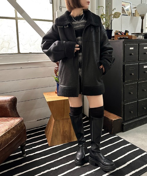 apres jour mignon(アプレジュールミニョン)の「裏ボアフェイクスエードブルゾン【ZOZOTOWN限定アイテム】(ブルゾン・レディース・モカ/ブラウン系その他/ブラック・フリー/X-LARGE)」の9枚目の写真