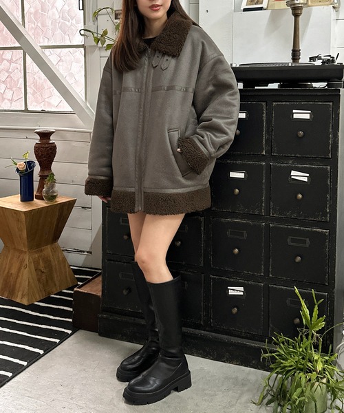 apres jour mignon(アプレジュールミニョン)の「裏ボアフェイクスエードブルゾン【ZOZOTOWN限定アイテム】(ブルゾン・レディース・モカ/ブラウン系その他/ブラック・フリー/X-LARGE)」の22枚目の写真
