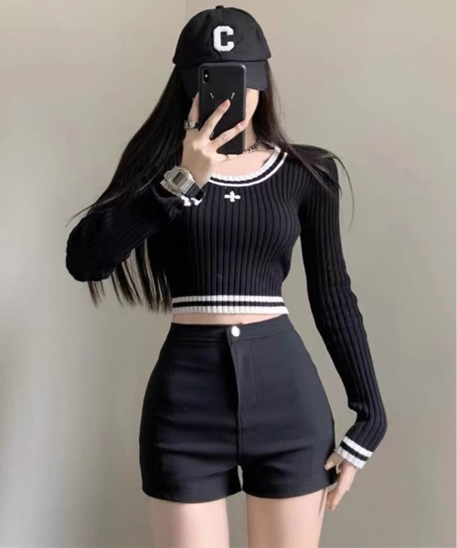 kirakiraShop（キラキラショップ）の「ハイウエスト シンプル ショートパンツ（その他パンツ・レディース・ホワイト/ブラック・S/M/L）」の22枚目の写真